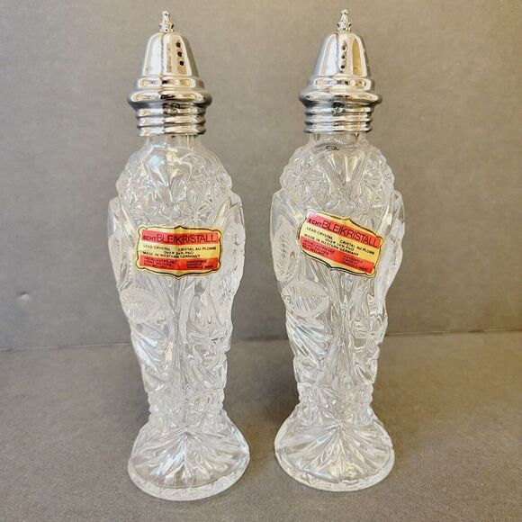 Echt Bleikristall Original Labels Crystal Salt And Papper Shakers - Picture 1 of 8